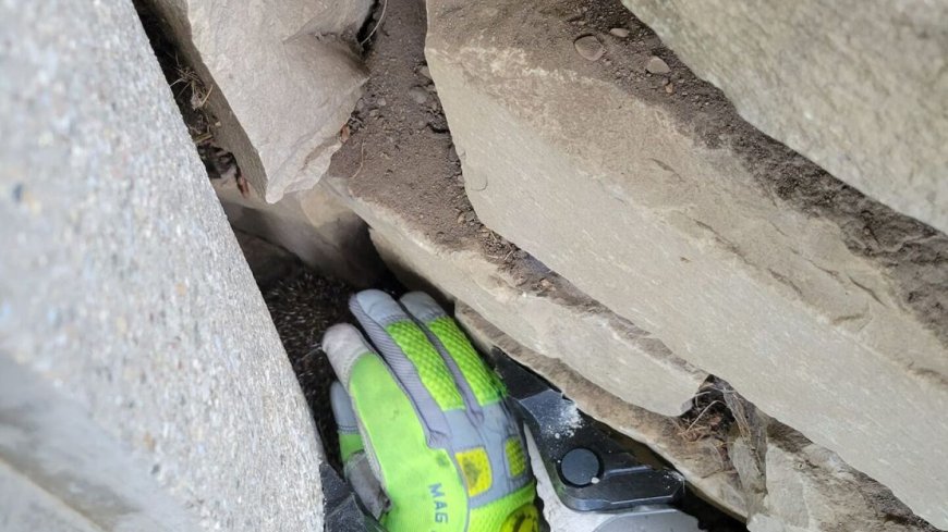 Mich. firefighters respond to call for 'head' stuck in landscaping stone