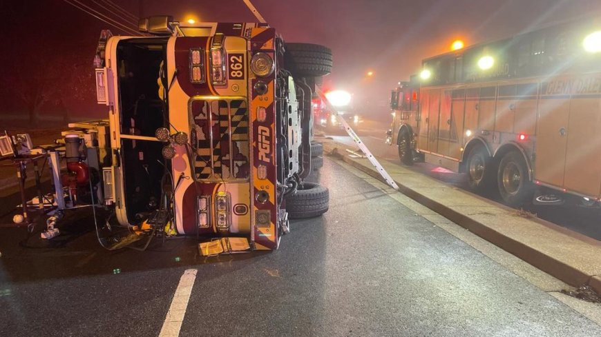 6 Md. firefighters injured when fire truck overturns