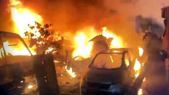 Ambulance fire in Moti Bagh Delhi